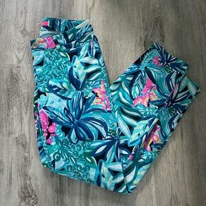 Lilly Pulitzer Vibrant Leaf Print Kelly Skinny Ankle Pants 00